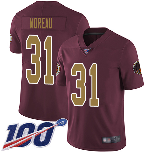 Washington Redskins Limited Burgundy Red Men Fabian Moreau Alternate Jersey NFL Football #31 100th